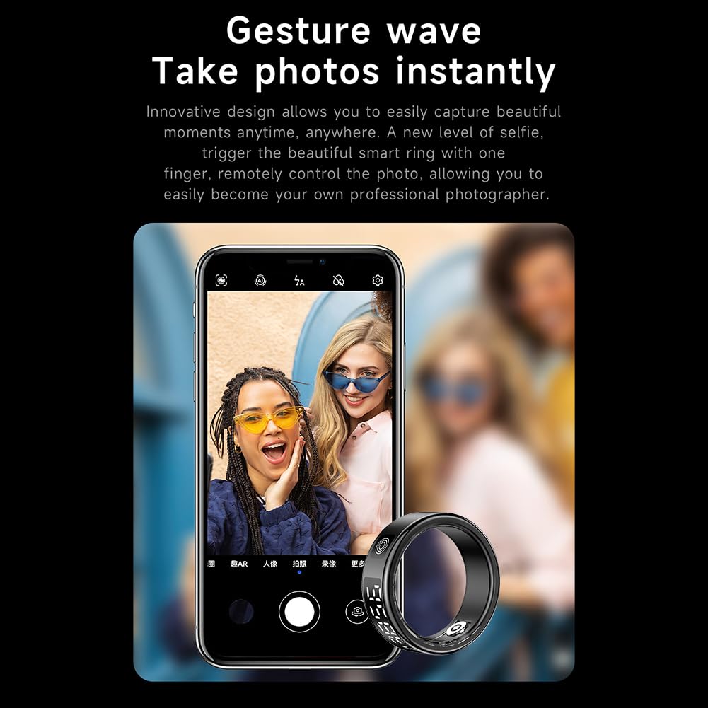 RS08 Smart Ring 5 ATM Impermeabile Sport Anello di salute Modalità multi-sport Fitness Tracker Compatibile con Bluetooth 5.1 Monitoraggio del sonno dell'ossigeno nel sangue for uomini