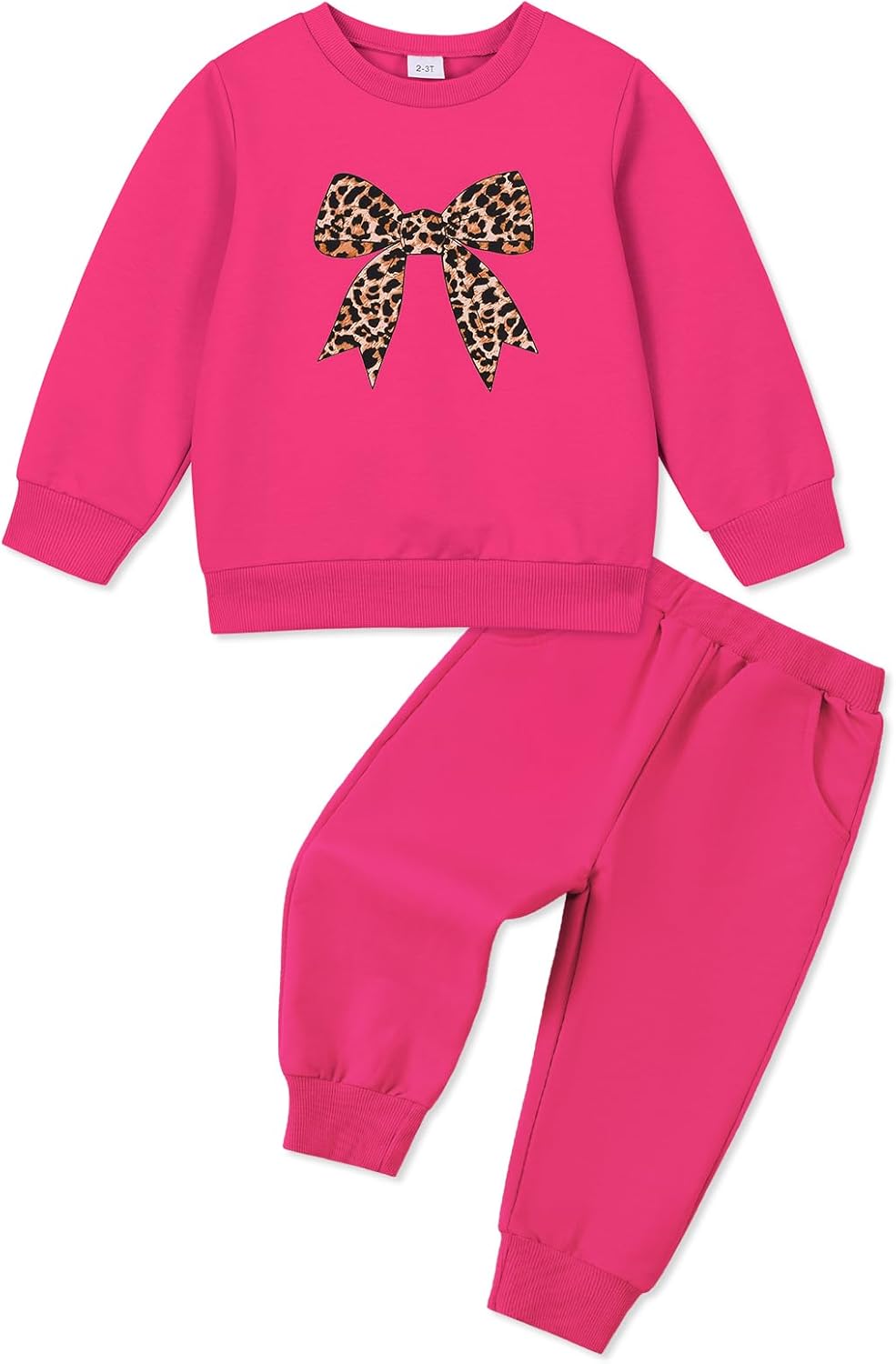 ESHOO Toddler Girl Clothes 2 Piece Leopard Outfits Long Sleeve Sweatshirt Pants Tracksuit Fall Winter Clothing Set 2-7T