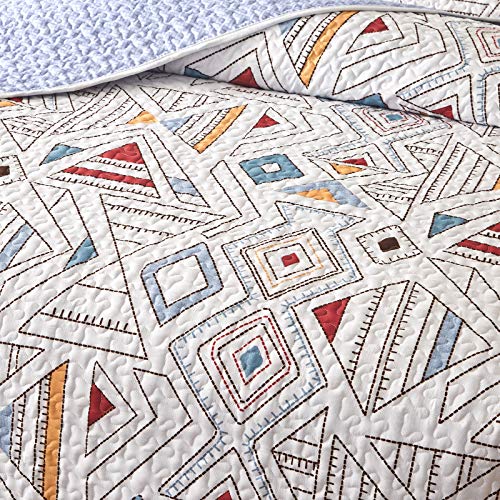 Flysheep 3-Piece Lightweight Modern King Quilt Set, Colorful Triangles Geometric Pattern Printed Summer Bedspread/Coverlet Set, Brushed Microfiber Soft For All Season - 104" X 90" #TOP1