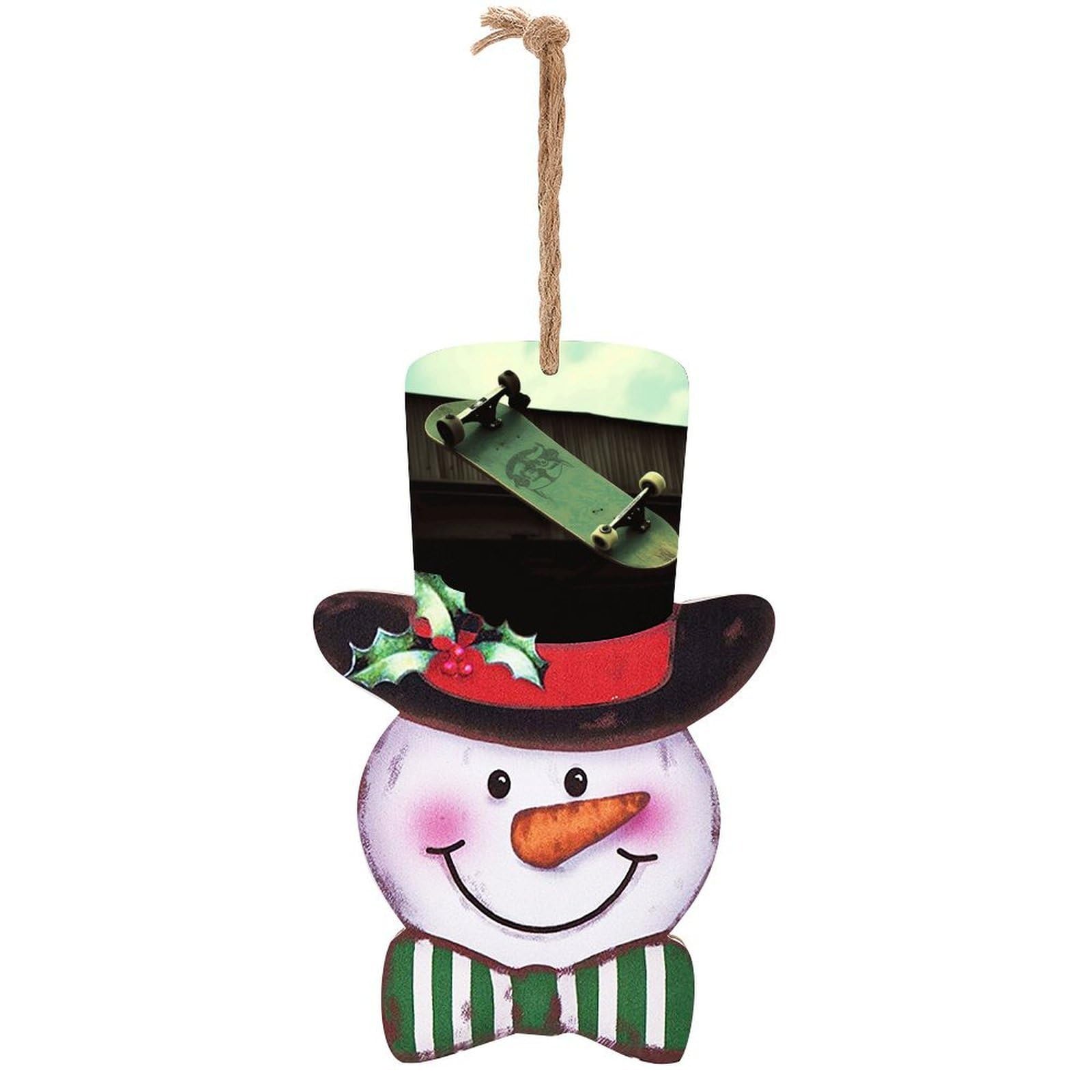 Skateboard Snowman Decor Christmas Snowmans Hanging Decors Wooden Exquisite Holiday Decoration Sign for Home Window Wall Farmhouse Indoor Outdoo