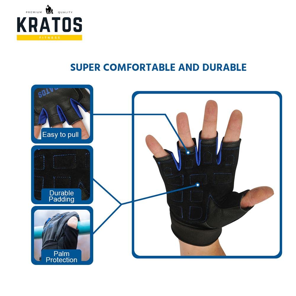 Kratos - Palestra Guanti | Guanti sollevamento pesi | Perfetto per gli esercizi allenamenti, Sport | Traspirante e imbottito | Adatto per gli uomini e le donne | Disponibile in diverse varianti