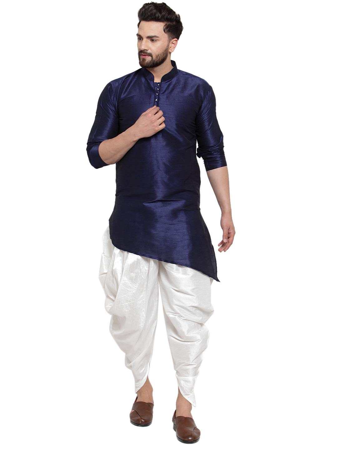 abh lifestyle Men's Dupion Silk Dhoti Kurta Set.-picture-22