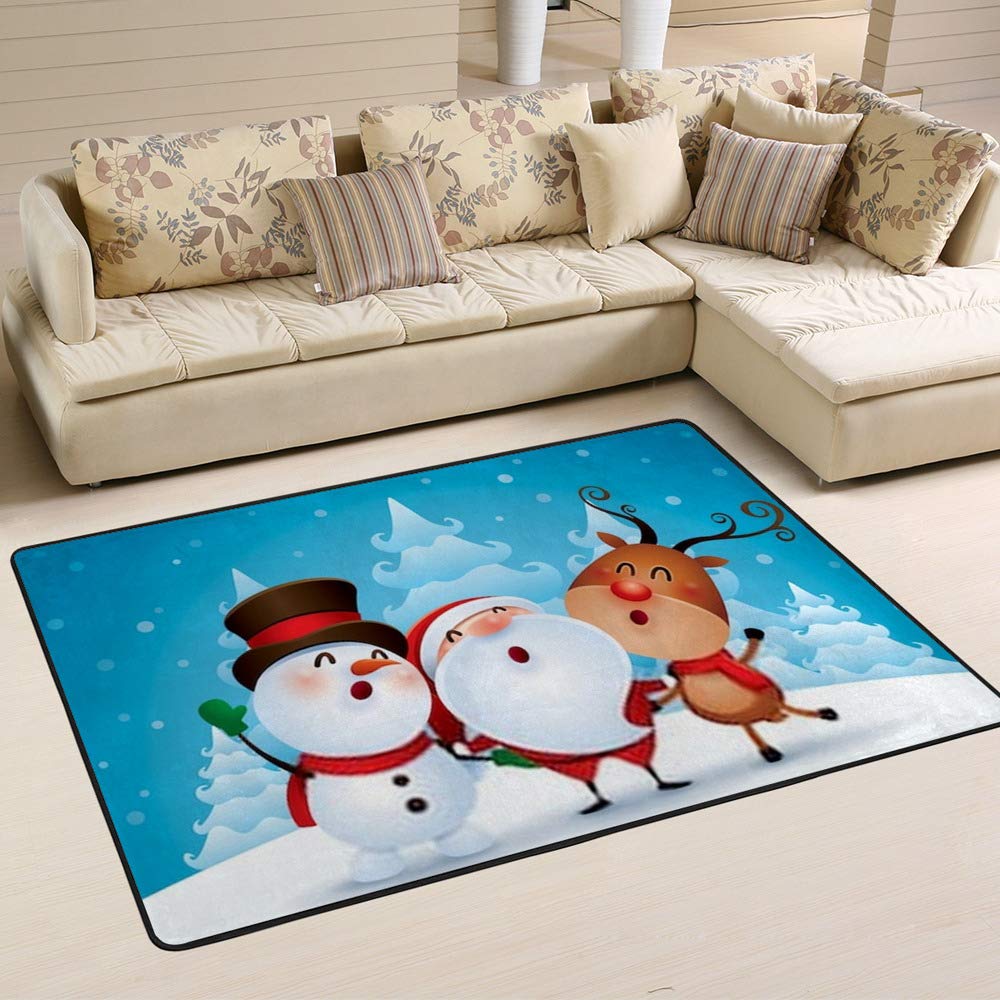 Tapis de jardin bonhomme de neige bleu Ruchen pour terrasses hivernales