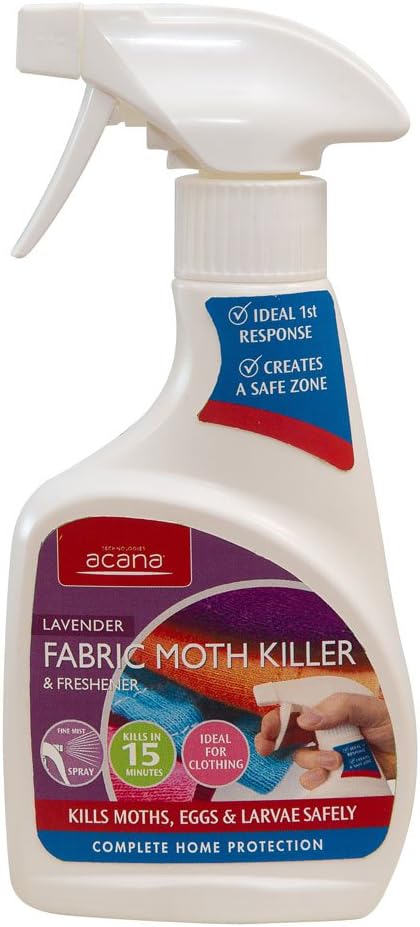 Moth Killer & Freshener, Lavender, 275ml - Spray Formula, Kills Moths, Eggs & Larvae - Licensed Insecticide - Non-Staining - For Carpets, Curtains & Cushions