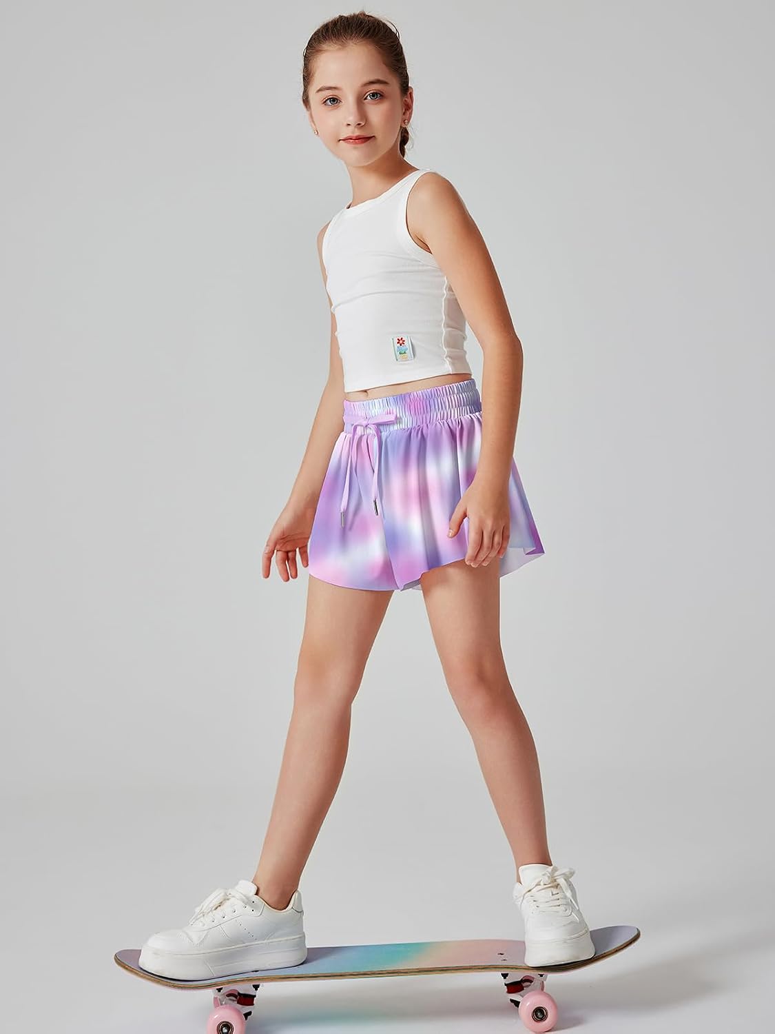 LaBeca Girls Athletic Butterfly Shorts Sports Tennis Double Layer Pocket