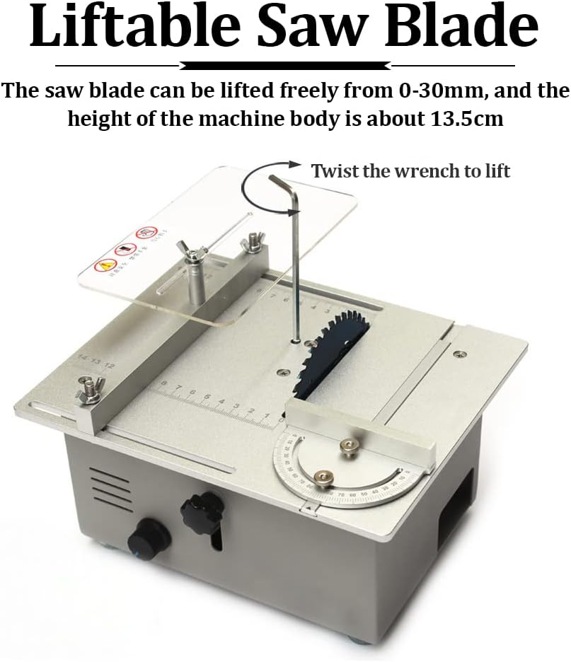 YUEWO 360W Mini Table Saw Small Table Saw for Crafts Woodworking, Desktop Compact Electric Table Saw with Liftable Saw Blade Dual Motor, Portable DIY Bench Tabletop Saw for Polishing Cutting Handmade