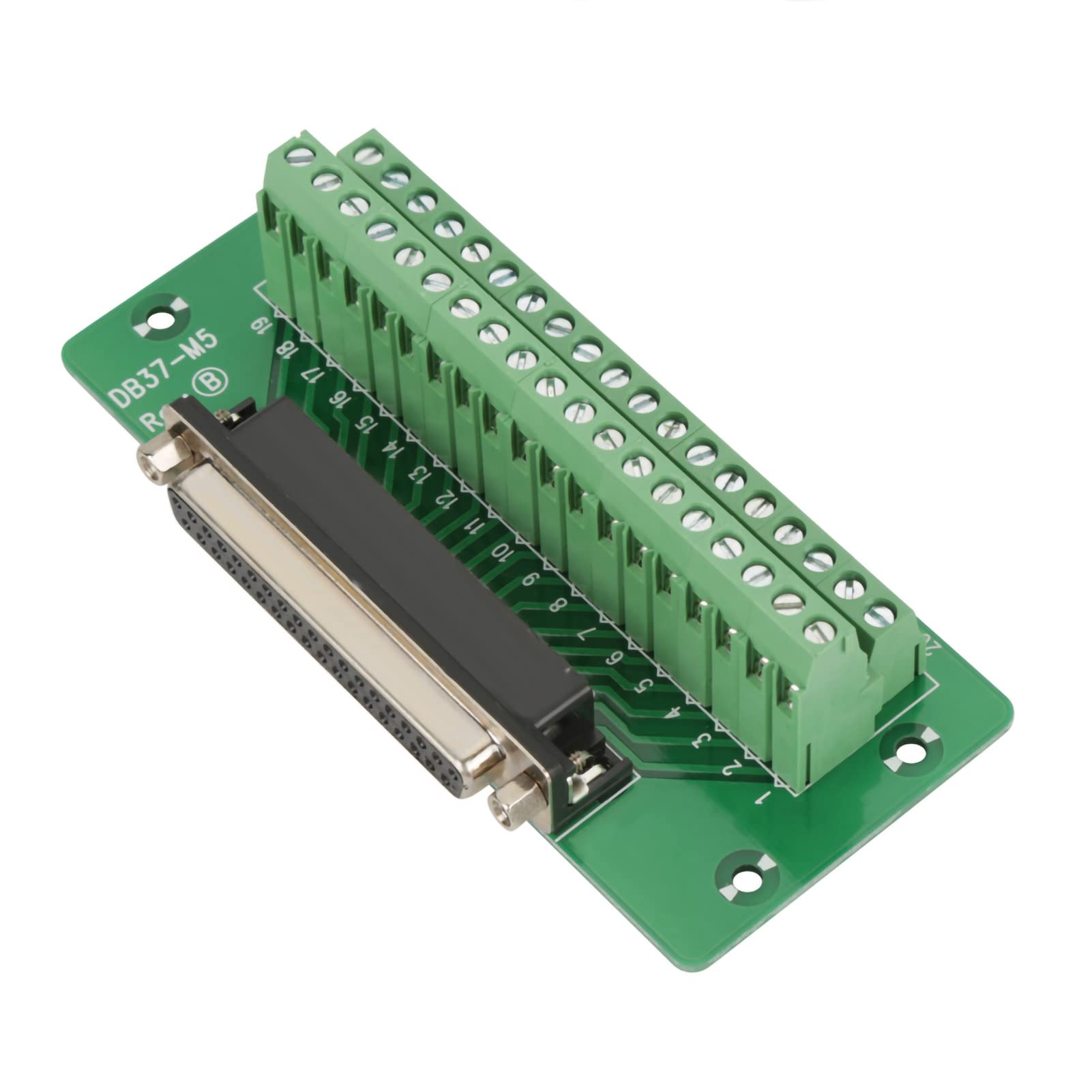 NDNCZDHC DB37 DIN Rail Interface Module, Male/Female Connector Breakout Board, Terminal Block, Green Plastic, Screw Connector-image-19