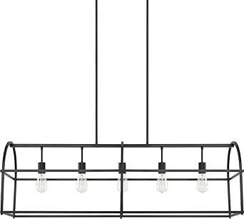 HomePlace Lighting 825751MB Aubrey Retro/Vintage Open Frame Island Pendant Light, 5-Light 500 Total Watts, 15" H x 46" W, Matte Black