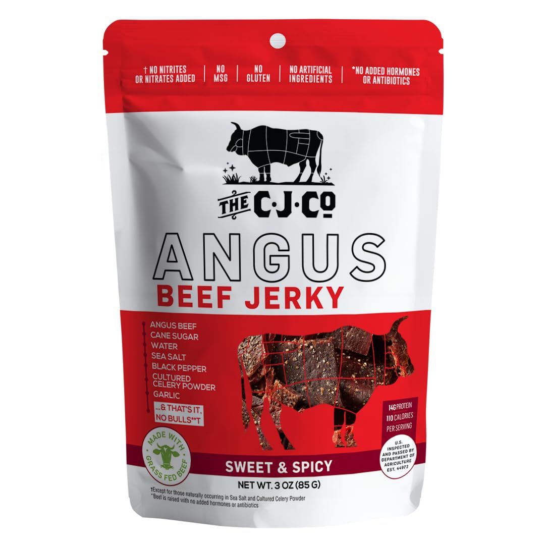 Clean Jerky Co. Grass Fed Beef Jerky | Sweet & Spicy - Very Mild – Flavorful Protein Snack | No MSG, No Artifcial Flavors, No Nitrates, No MSG No High