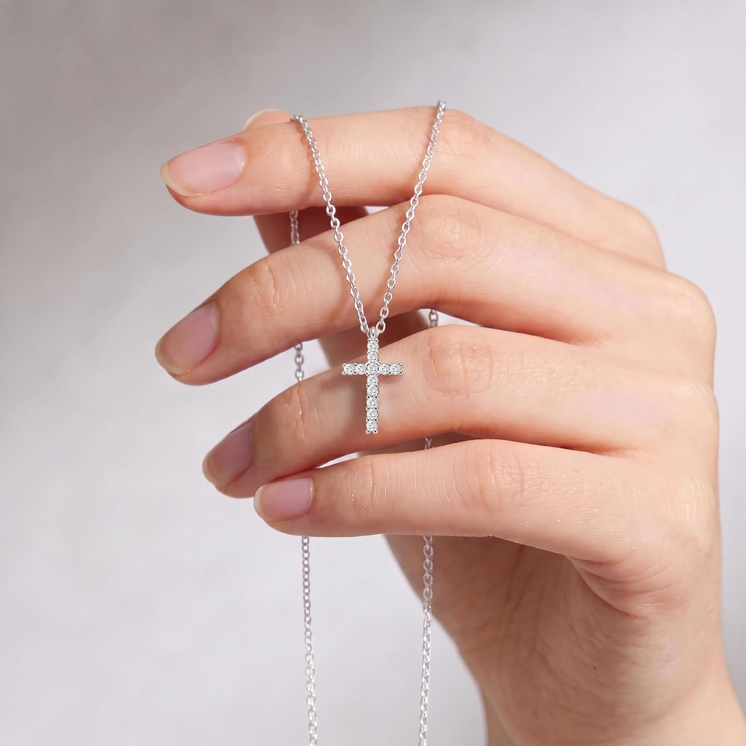 S925 Sterling Silver Necklace for Women - Cable Chain Cross Pendant Necklaces for Women Trendy Jewelry Christian Baptism Religious Faith Jewelry Gifts 16-22 Inches
