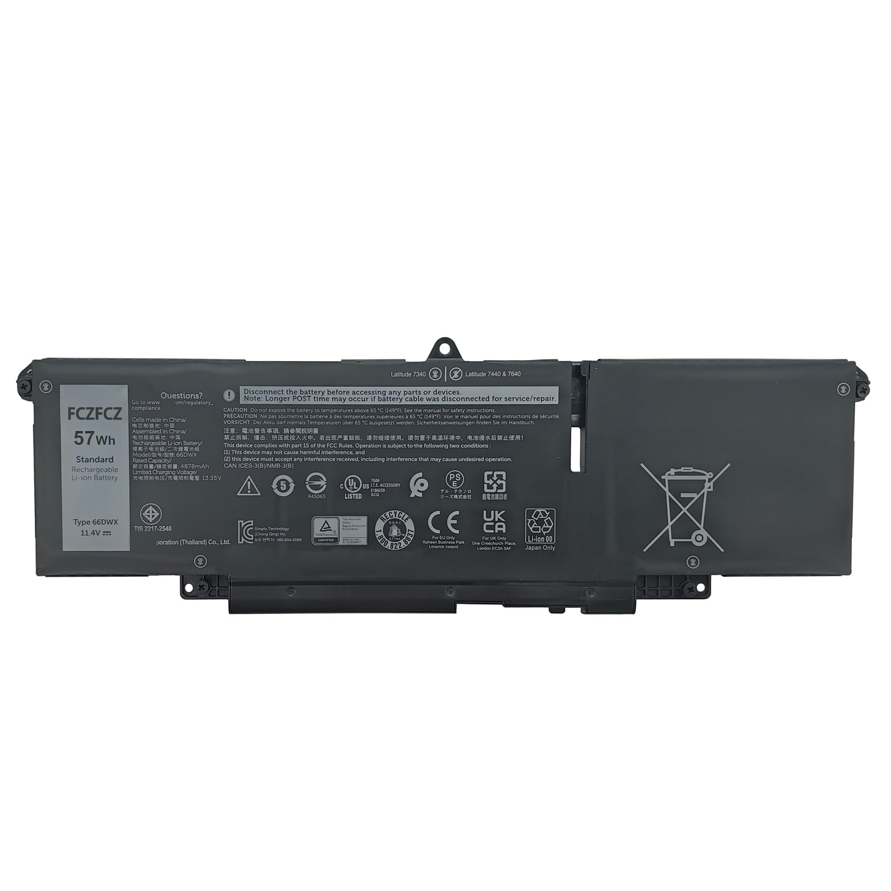 Amazon.com: FCZFCZ 66DWX Battery Replacement for Dell Latitude