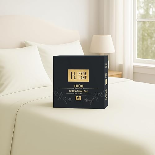 Miniatura 7 de Hyde Lane Sábanas de lujo de 1000 hilos de 100% algodón, muy suaves y gruesas, se adaptan a colchones de hasta 20 pulgadas, sábanas de tejido