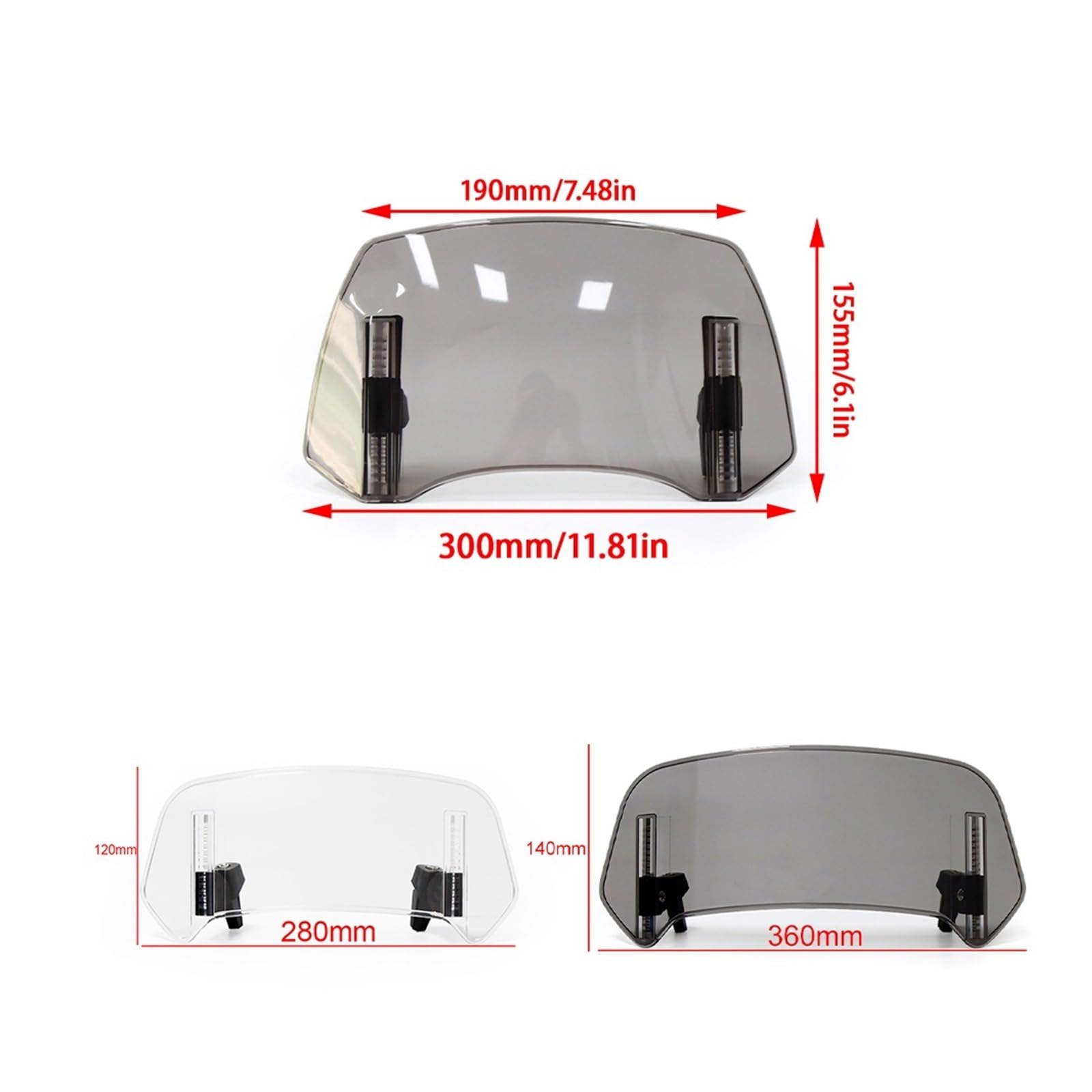 Motorrad Windschutzscheibe Windshield Universal-Motorrad-Windschutzscheibe, Verstellbarer Spoiler, Windschutzscheibe, geeignet für Motorrad-Ersatzteile, Motorräder, Windabweiser