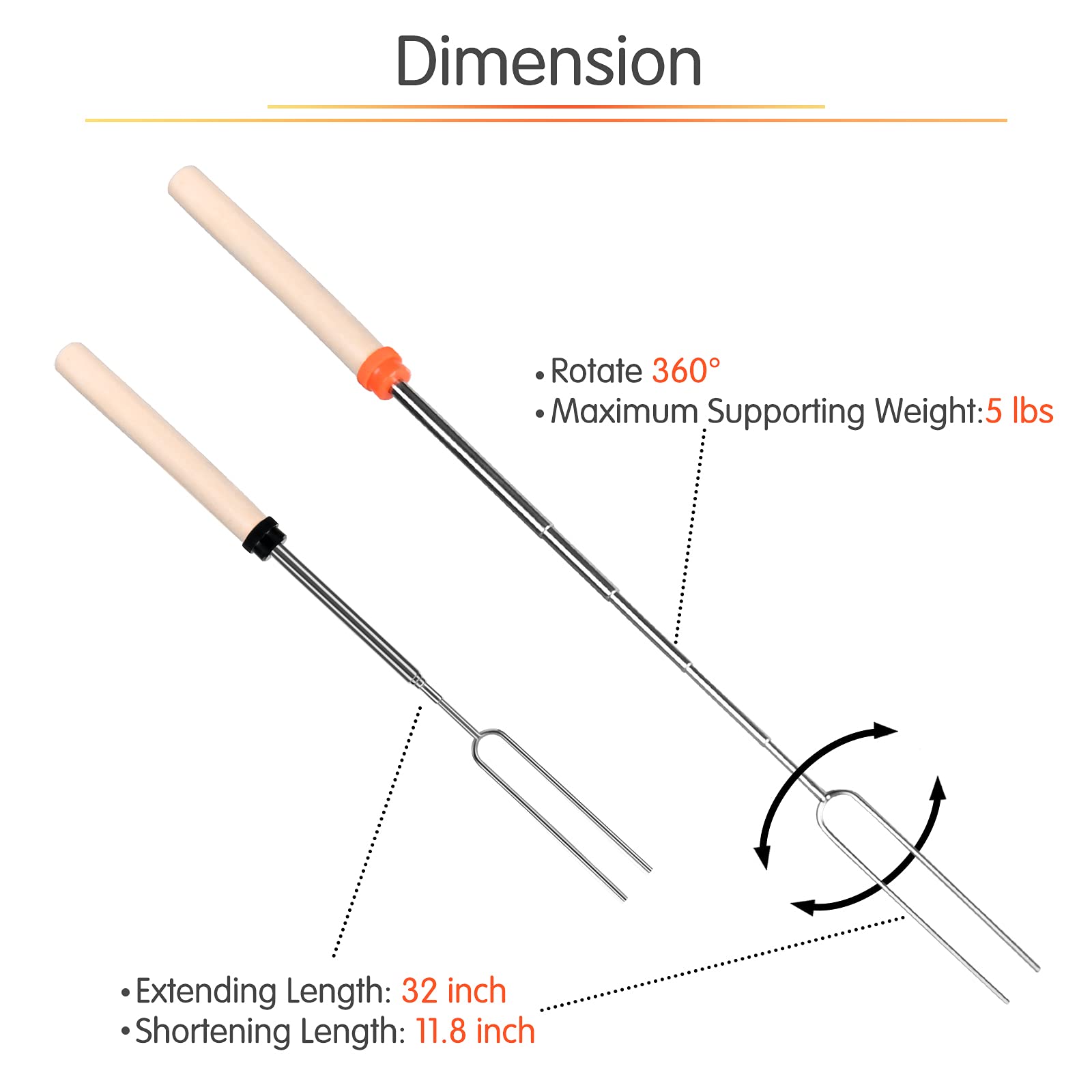 Extendable Marshmallow Roasting Sticks - 8 Pcs -2