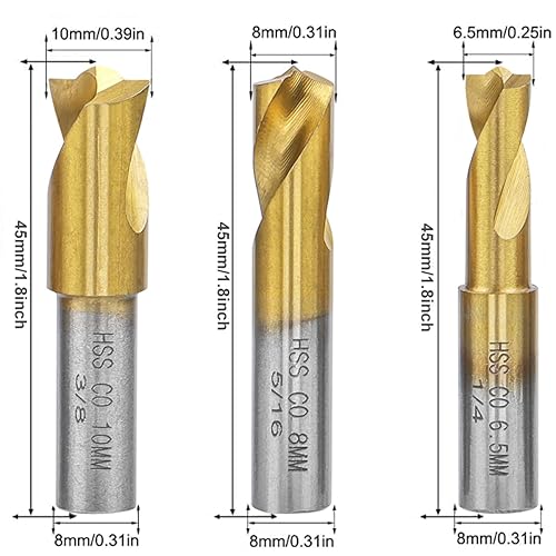 Miniatura 2 de Wolfride 3PCS Soldadura por puntos Brocas Herramienta de eliminación de soldadura por puntos 6.5MM 8MM 10MM