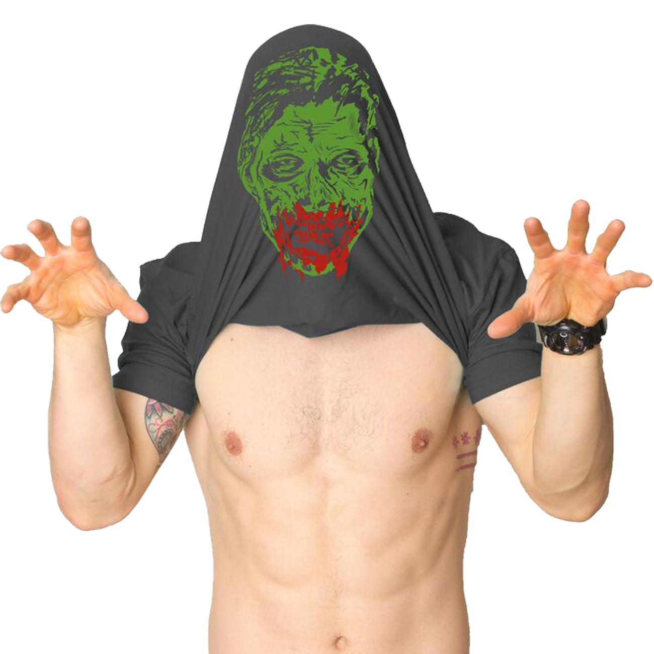 Crazy Dog T-Shirts Mens Ask Me About My Zombie T Shirt Funny Flip Costume Outbreak Halloween Tee