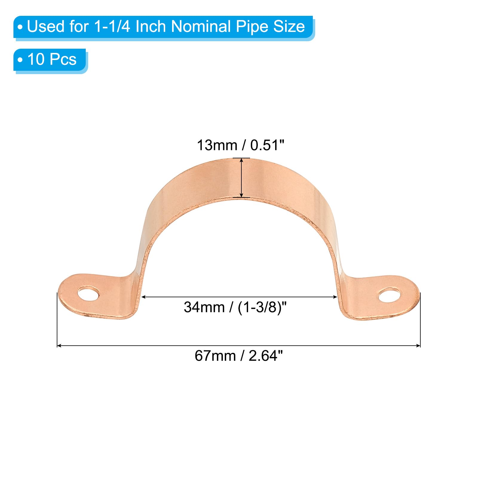 PATIKIL 1-1/4" Copper Pipe Strap Fittings - Image 2