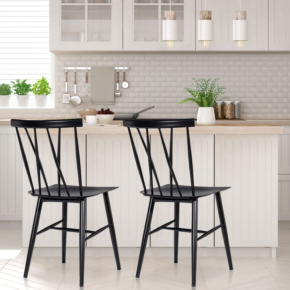 GIANTEX Set van 2 eetkamerstoelen, keukenstoelen van kunstleer