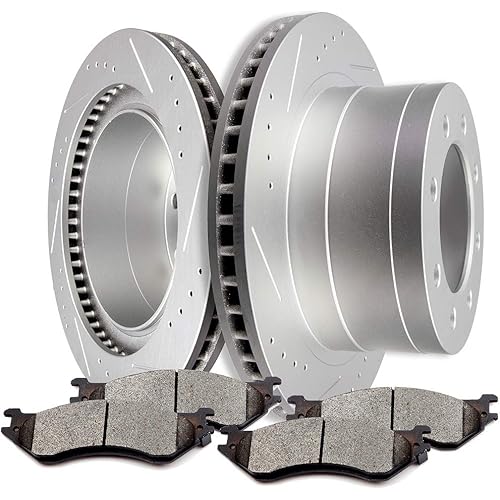 SCITOO Brake Kit Rear Brake Rotors and Ceramic Brake Pads fit for 2006-2008 for Dodge for Ram 1500,2003-2008 for Dodge for Ram 2500,2003-2008 for Dodge for Ram 3500