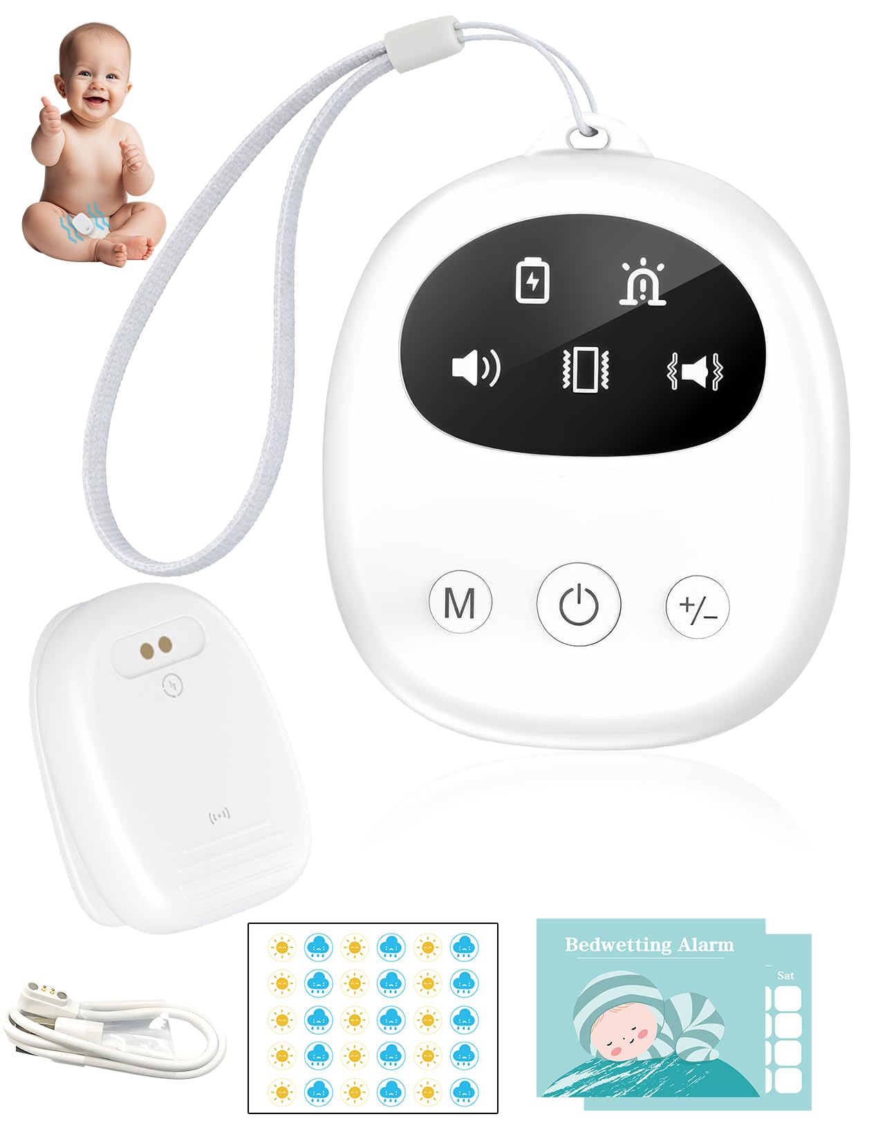 Allarme senza fili per bambini e ragazze, ricaricabile, USB-C con 3 modalità di allenamento notturno e superamento