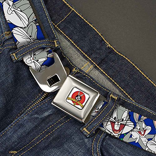 Buckle-Down Men's Seatbelt Belt Bugs Bunny Kids, c Poses Blue, 1.0" Wide-20-36 Inches2