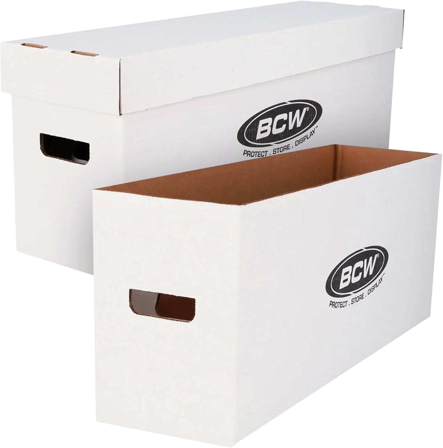 BCW Long Comic Storage Box - 2 ct | Holds 250–300 Current & Silver Age Comics | Sturdy 200 lb. for Cardboard Comic Book | Stackable Comic Storage Box for Collectors