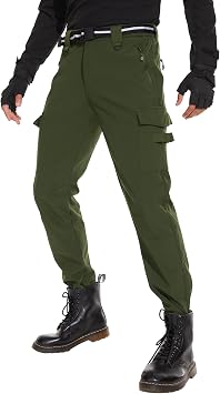 MOURCE Mens Fleece Lined Hiking Pants Waterproof - Insulated Outdoor Snow Ski Pants for Men