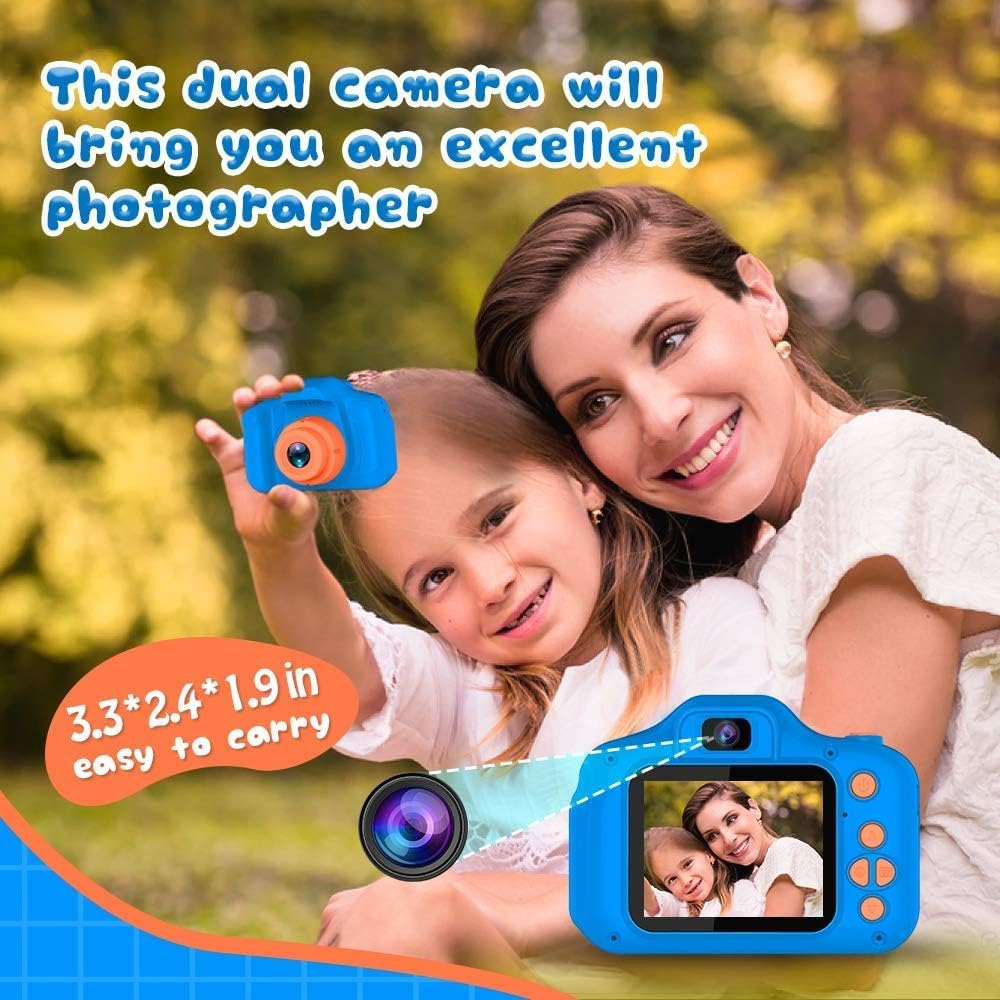 Kids Selfie Camera, HD Digital Video Camera for Toddlers, Portable Toy with SD Card, Ages 3-9
