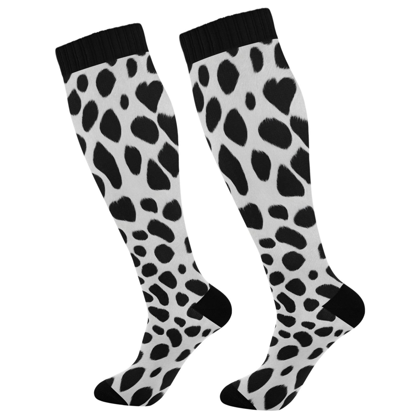MFTJYO Cow Polka Dots Spot Women's Compression Socks for Women Men Knee High Socks Long Circulation for Athletic Running