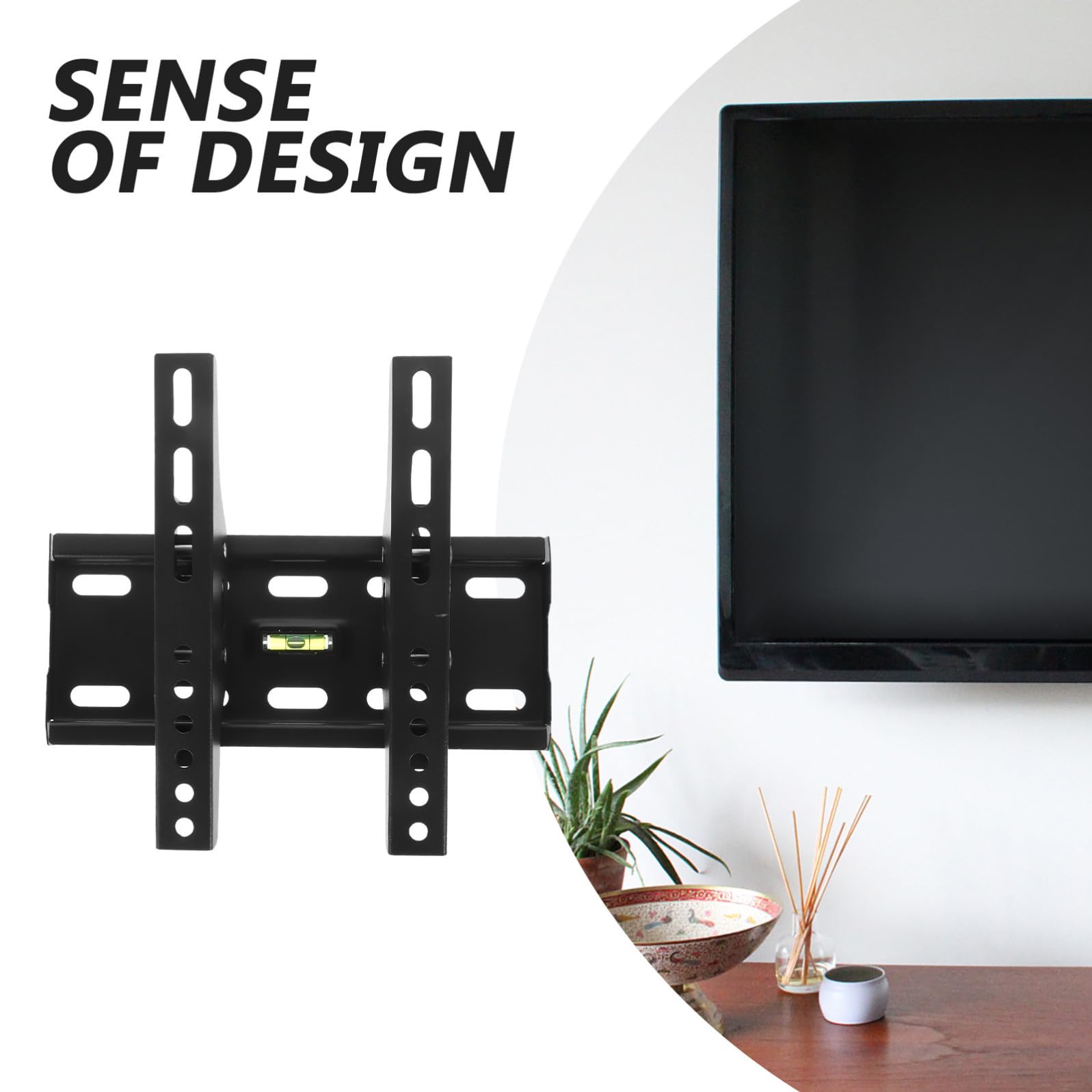 GALPADA Supporto Tv da Muro Fisso per Tv da 15-42 Pollici in Ferro Nero, Robusto e Affidabile Compatibilità e Distanza Fori 200x200mm