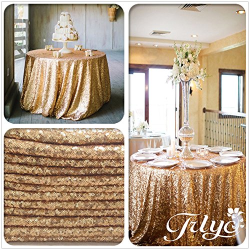 One-Day Sale: Up to 60% Off BalsaCircle 108-Inch Gold Sequin Round Tablecloth for Wedding Party Cake Dessert Events Table Linens
