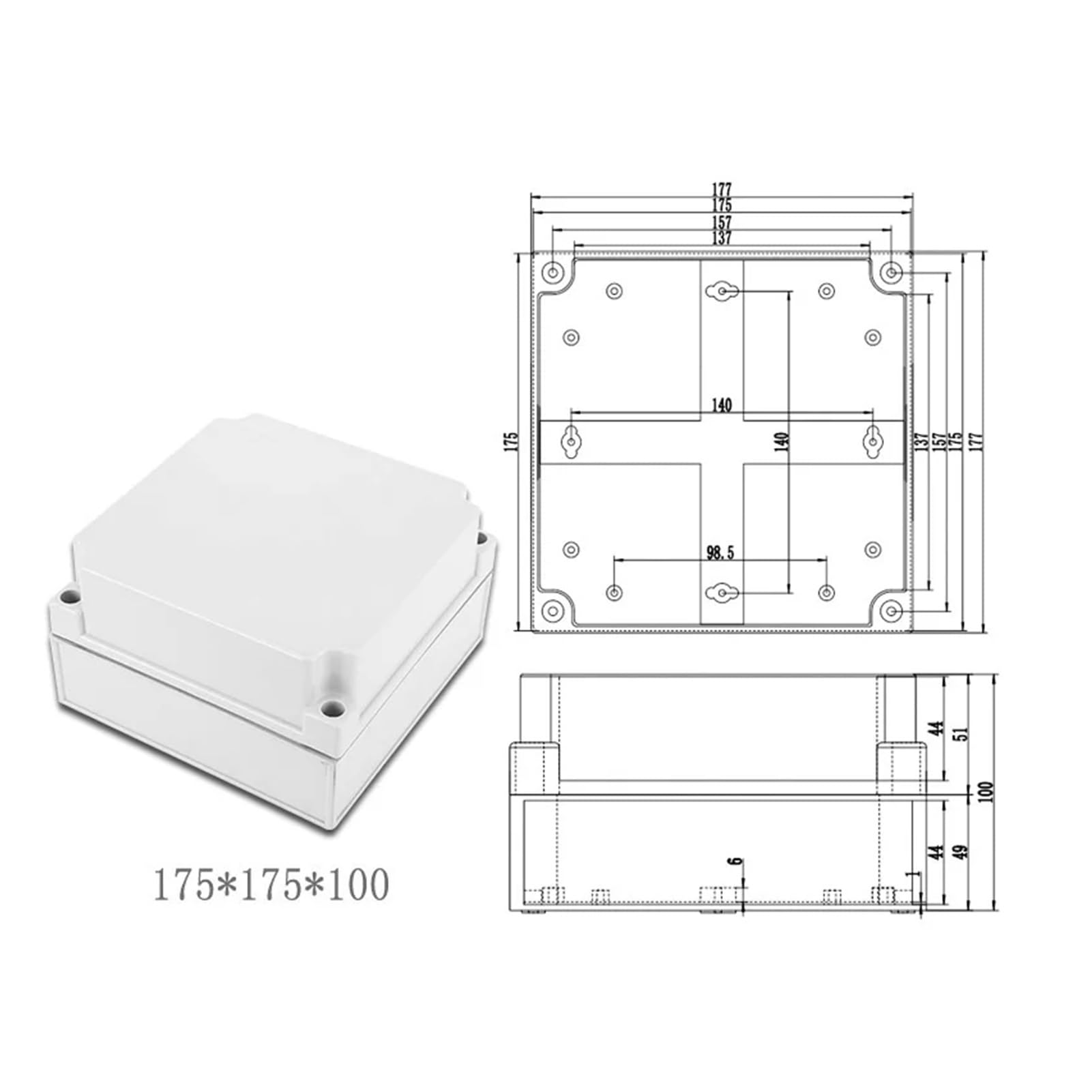 Caja de control con interruptor de botón pulsador Caja de conexiones impermeable de plástico ABS AG Caja a prueba de lluvia for exteriores(175X175X100MM)