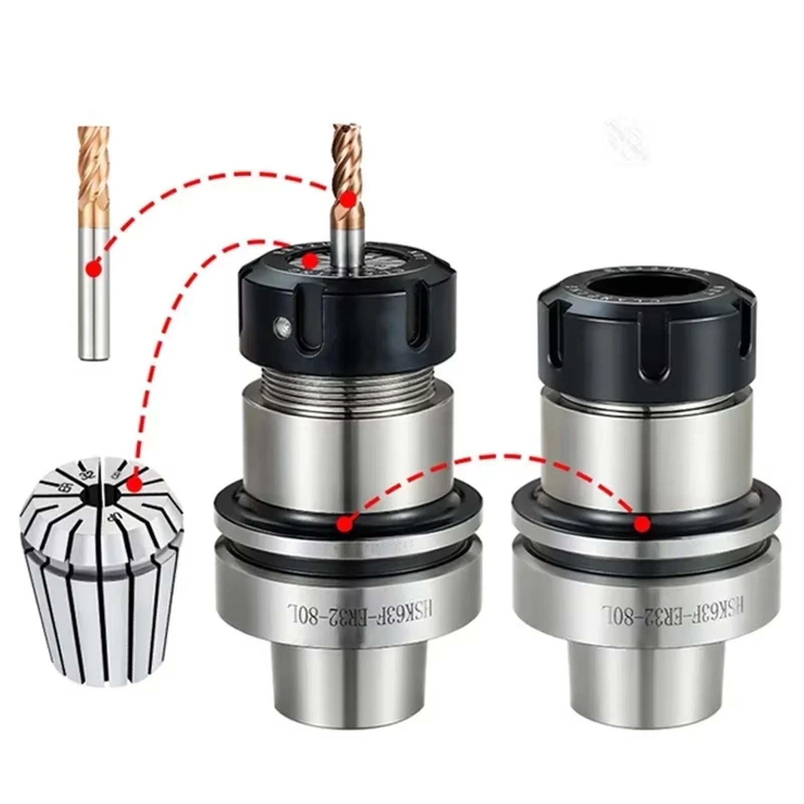 HSK63F Werkzeughalter HSK63-ER16 ER25 ER32 ER40 Werkzeughalter HSK63F Gravur Holzbearbeitungsmaschine HSK63F Werkzeughalter(HSK63F-ER32-70L)