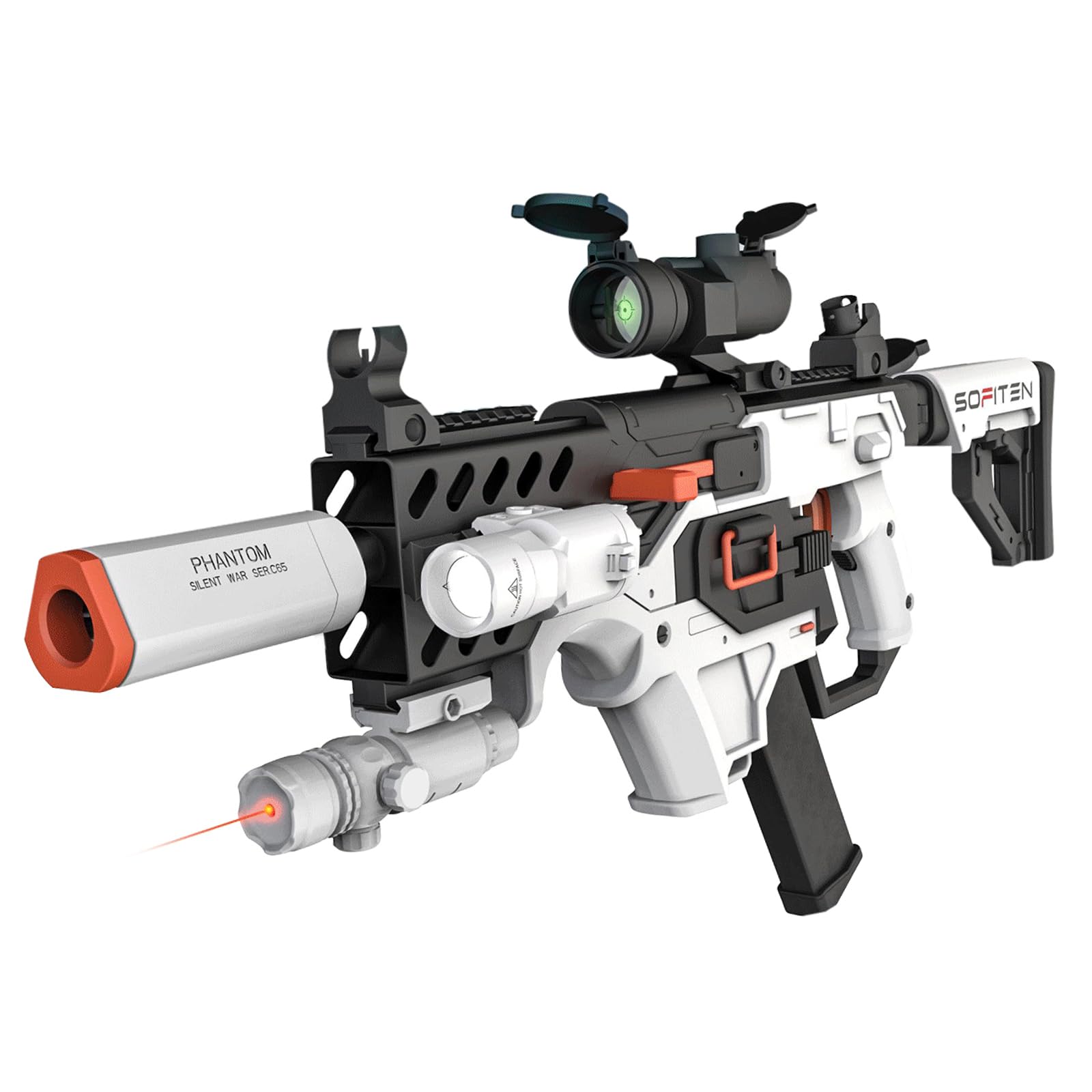 SOFITEN Toy Gun Automatic Sniper Rifle with Tactical Vest Kit, Scope. Toy Foam Blaster Dart Toys with 120 Darts, IR and Flashlight. The Shooting Activity Game for Kids Age 8+…