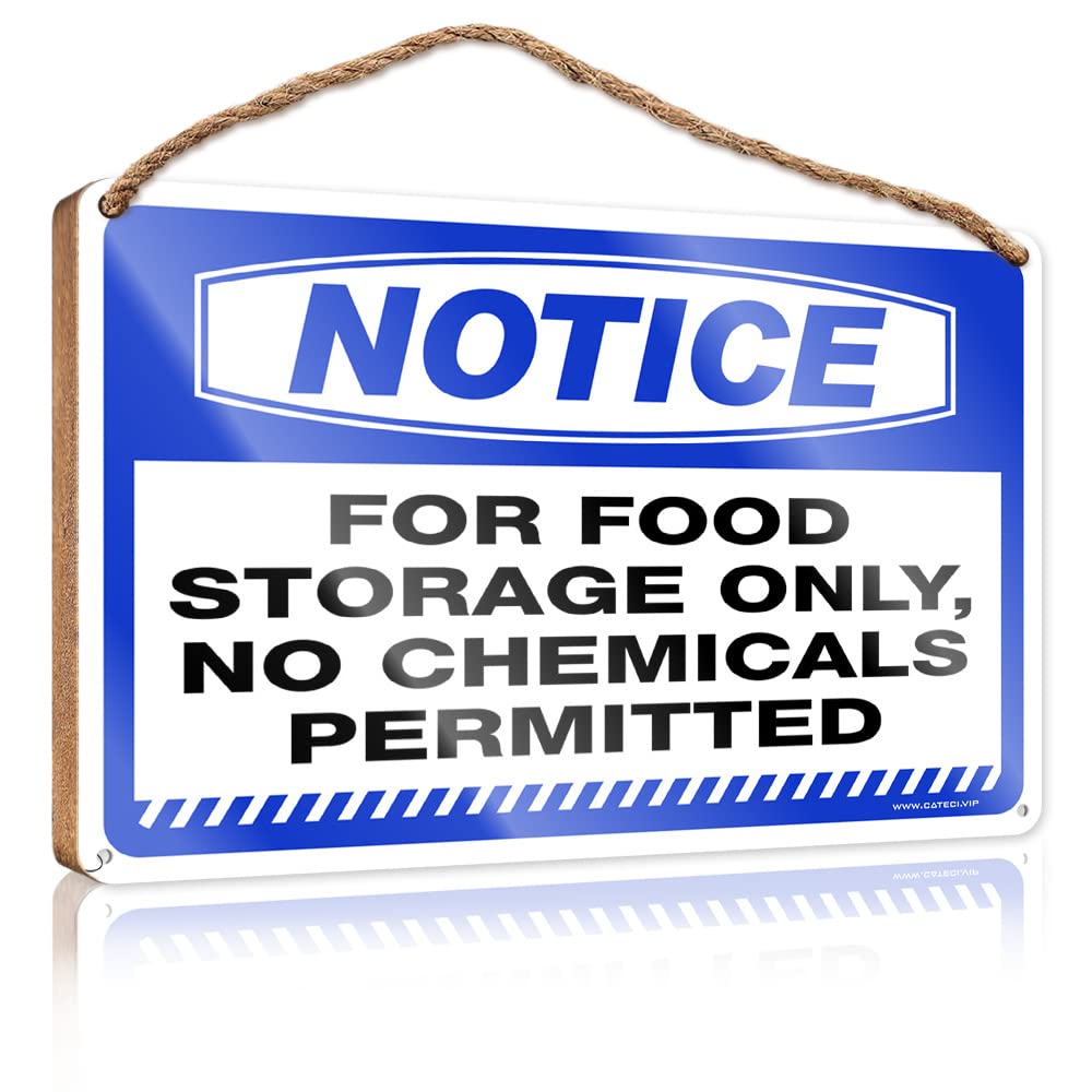 FRINTOXA Wood Plaques For Crafts Notice For Food Storage Only, No Chemicals Permitted Wooden Sign(20X30CM)