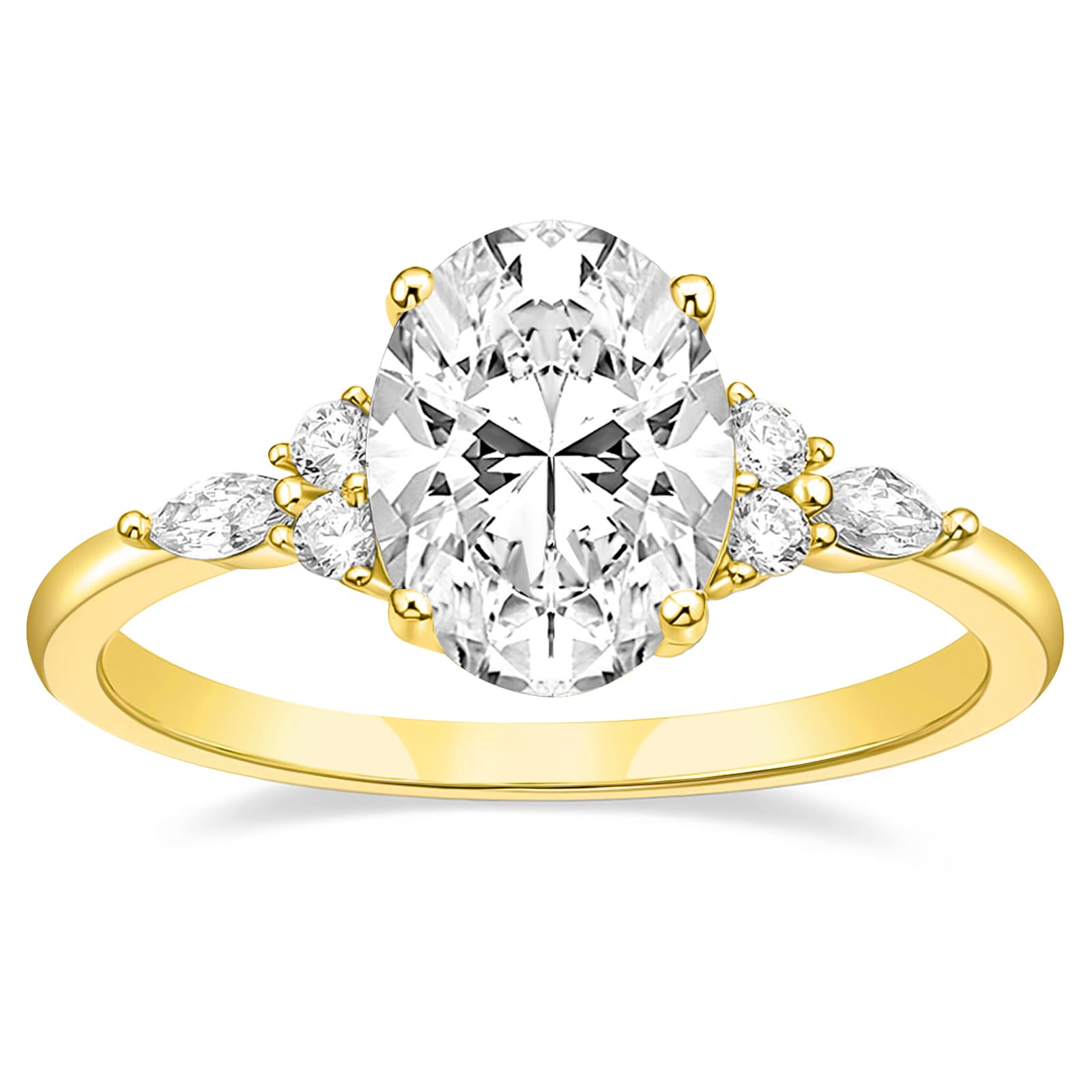 TIGRADE 3CT Engagement Ring Oval Cut Cubic Zirconia Marquise Round CZ Eternity Wedding Band for Women Size 3-12