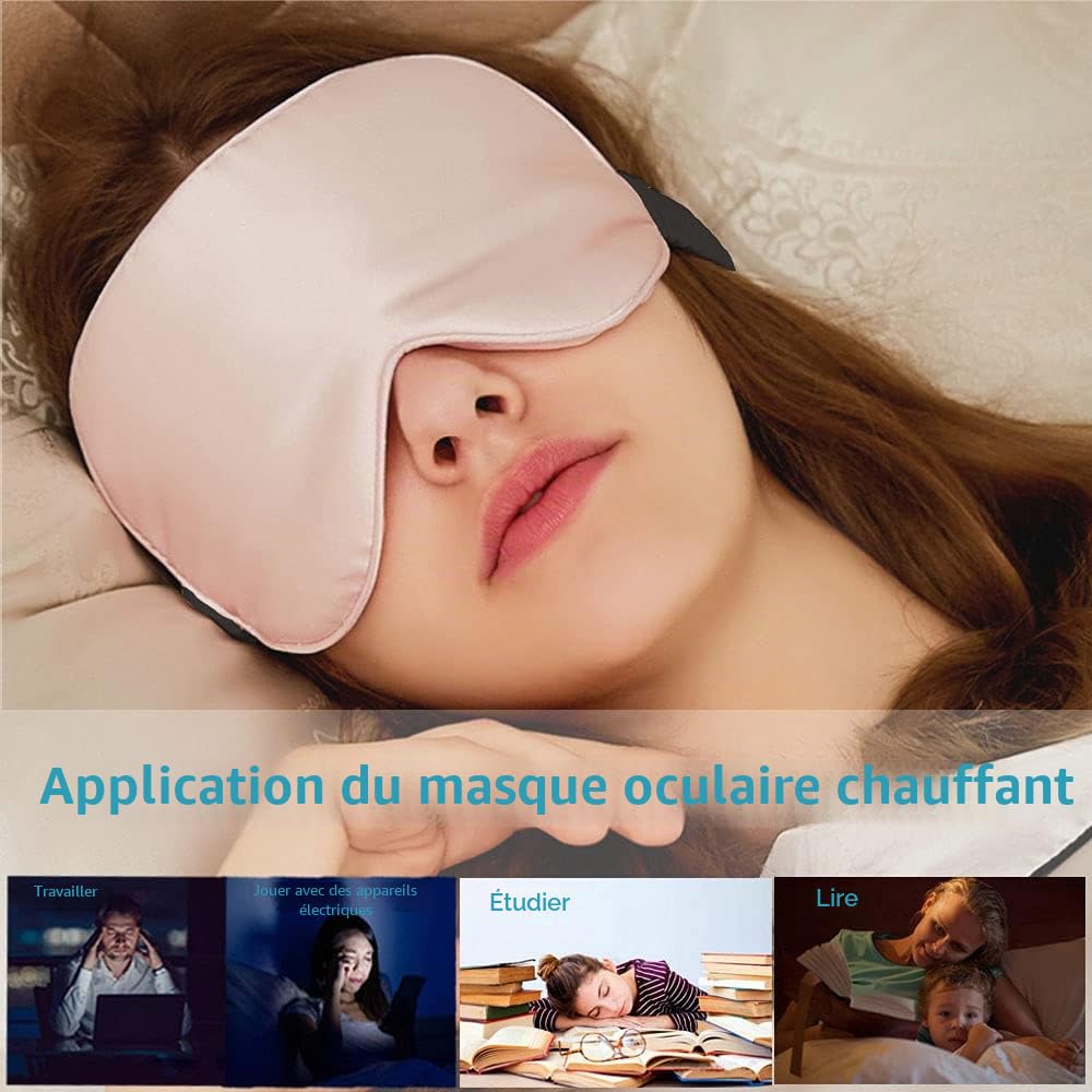 Masque Yeux Chauffant, PJYU Masque pour les Yeux pour Sécheresse Oculaire, Compresse Chaude Yeux Parfaits pour les Yeux Gonflés, les Orgelets et le Traitement de la Blepharite (Rose)