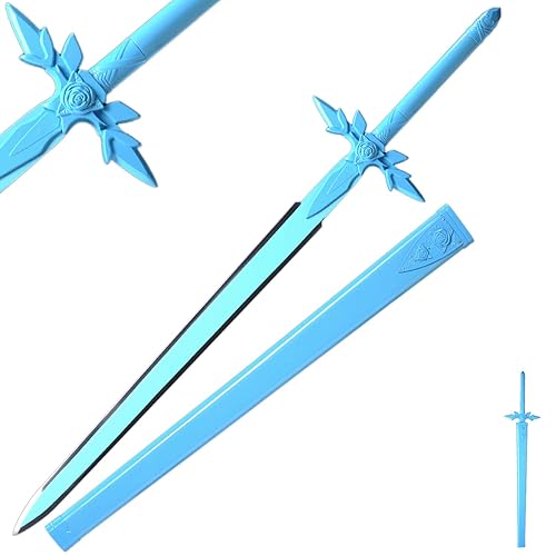 Sword fort Carbon Steel SAO Sword Real Metal Handmade Cosplay Japanese Anime Sword, Kirito Sword Dark Repulsor/Black Elucidator/Blue Rose - Blue