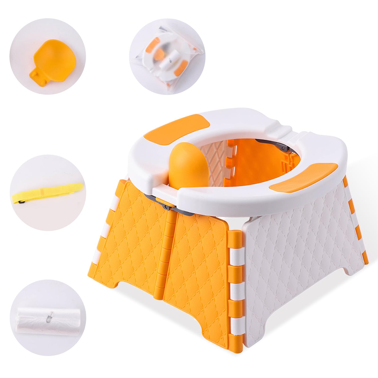 Portable Potty for Toddler Travel, Kids Travel Potty, Foldable Toilet Seat, Baby Potty Training Toilet for Outdoor and Indoor Easy to Clean(Orange) by Yszawmx, Includes 30 Replacement Bags