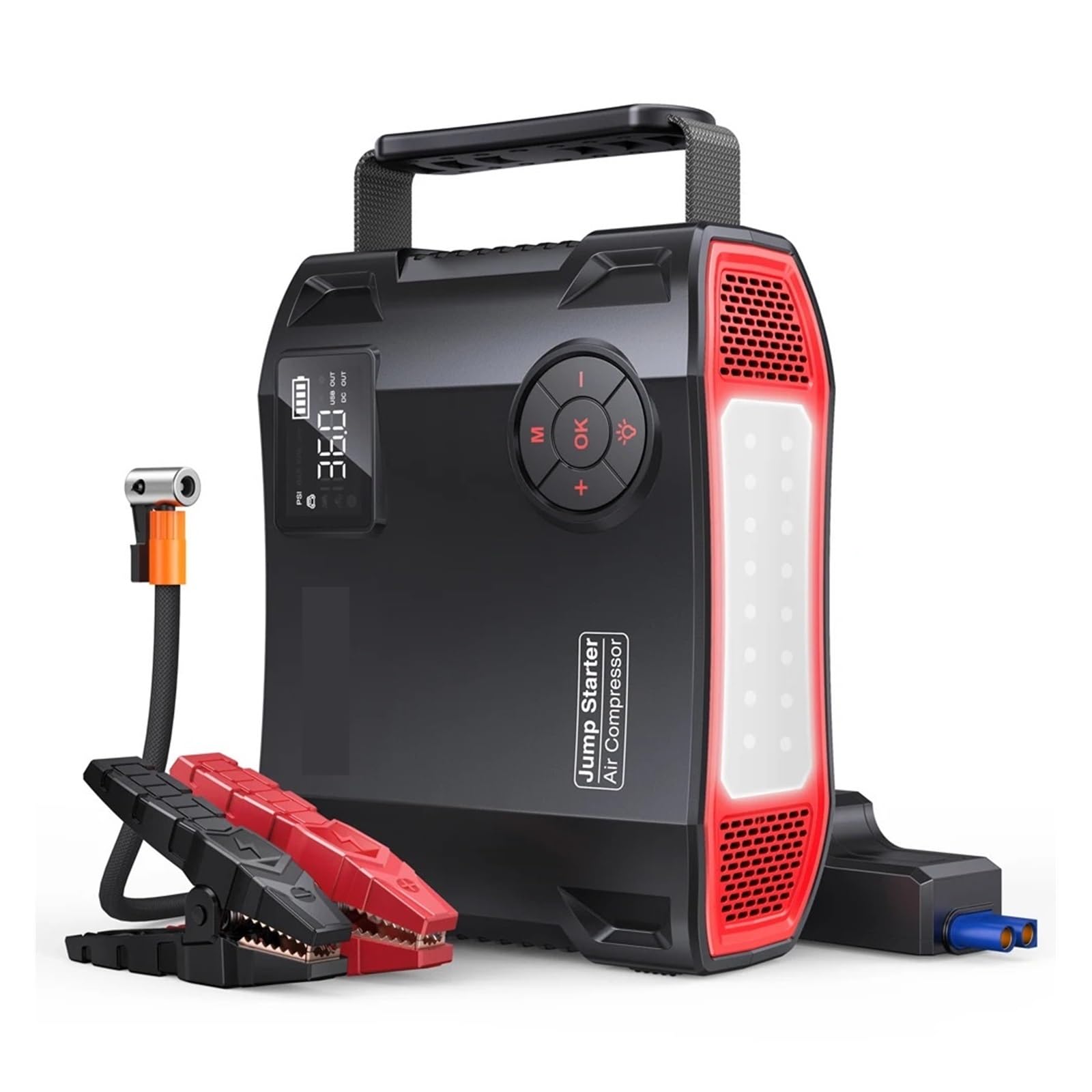 Powerbank rozruchowy 2000A, 16000mAh, 150PSI, kompresor powietrza, pompka do opon, przenośna ładowarka, urządzenie rozruchowe do samochodu