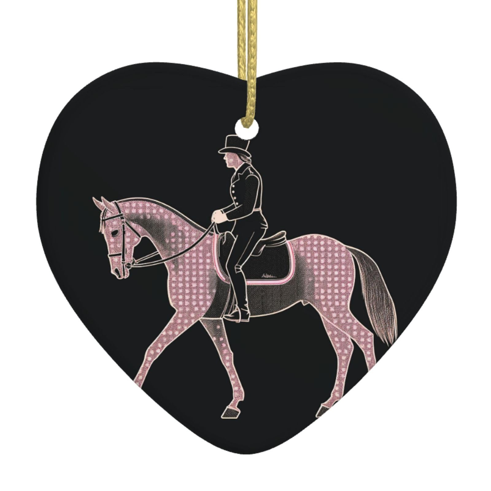 Fodpand Women's White Dressage Dressage Rider Horse Christmas Ornaments 2025, Gift Exchange For Men, Collectible Ceramic Ornament Heart Hanging Ornaments For Christmas Tree Decoration