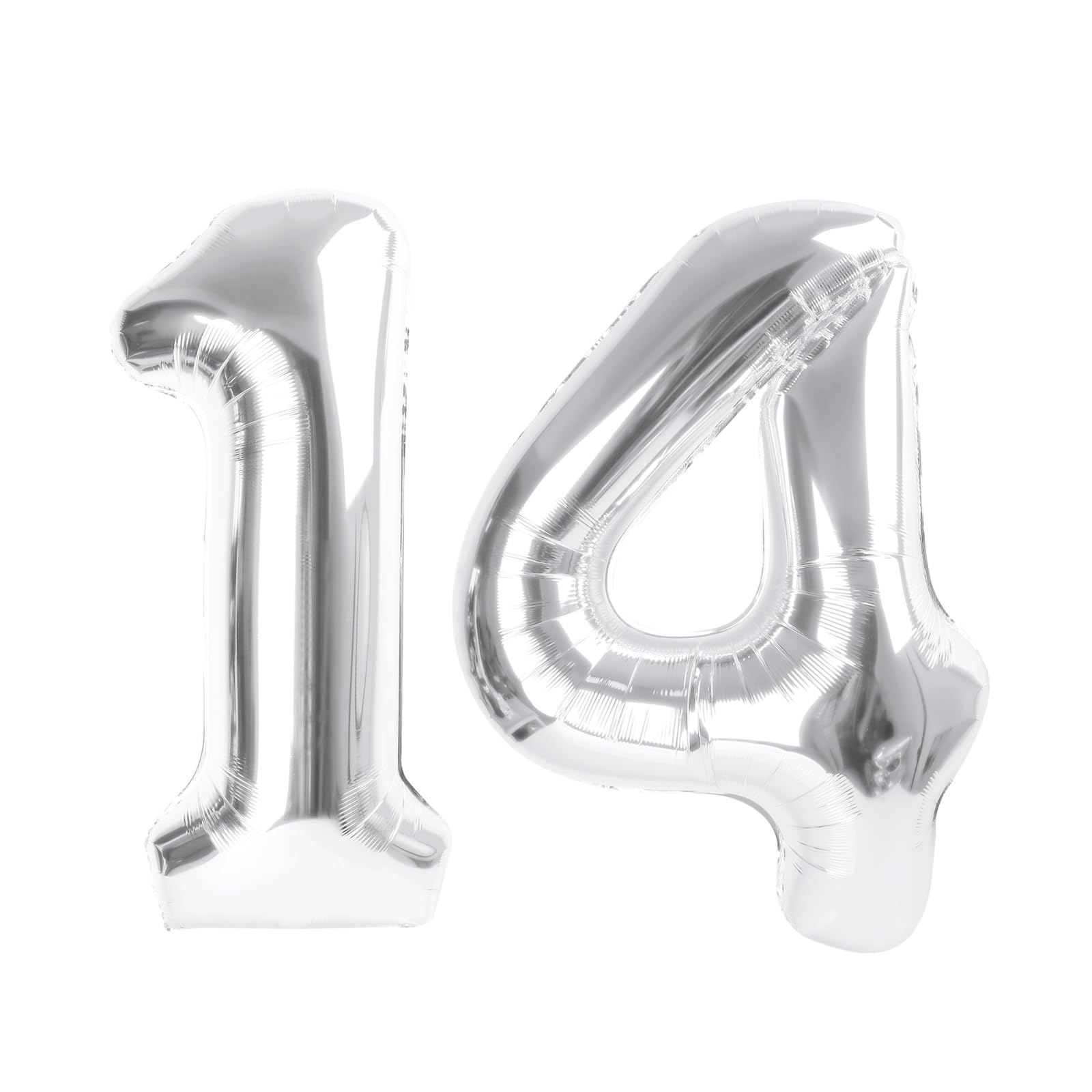 Mluchee Silver Number 14 Balloons, Large 40 Inch Foil Balloon for Birthday Decorations | Assorted Colors Balloon - main product image