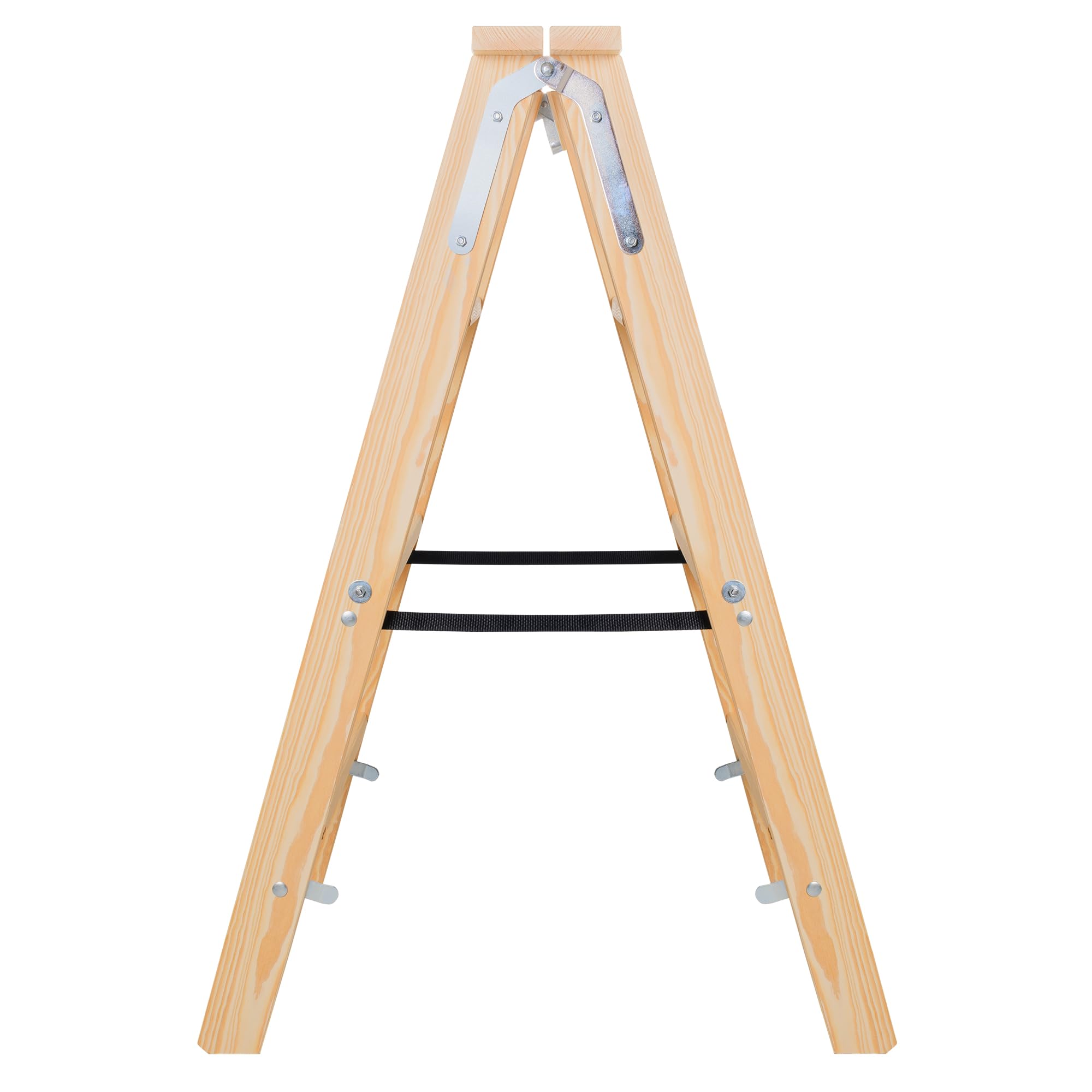 KADAX Klappbare Holzleiter, 4-stufige Malerleiter mit Stahlhaken, Stehleiter für Haushalt und Garten