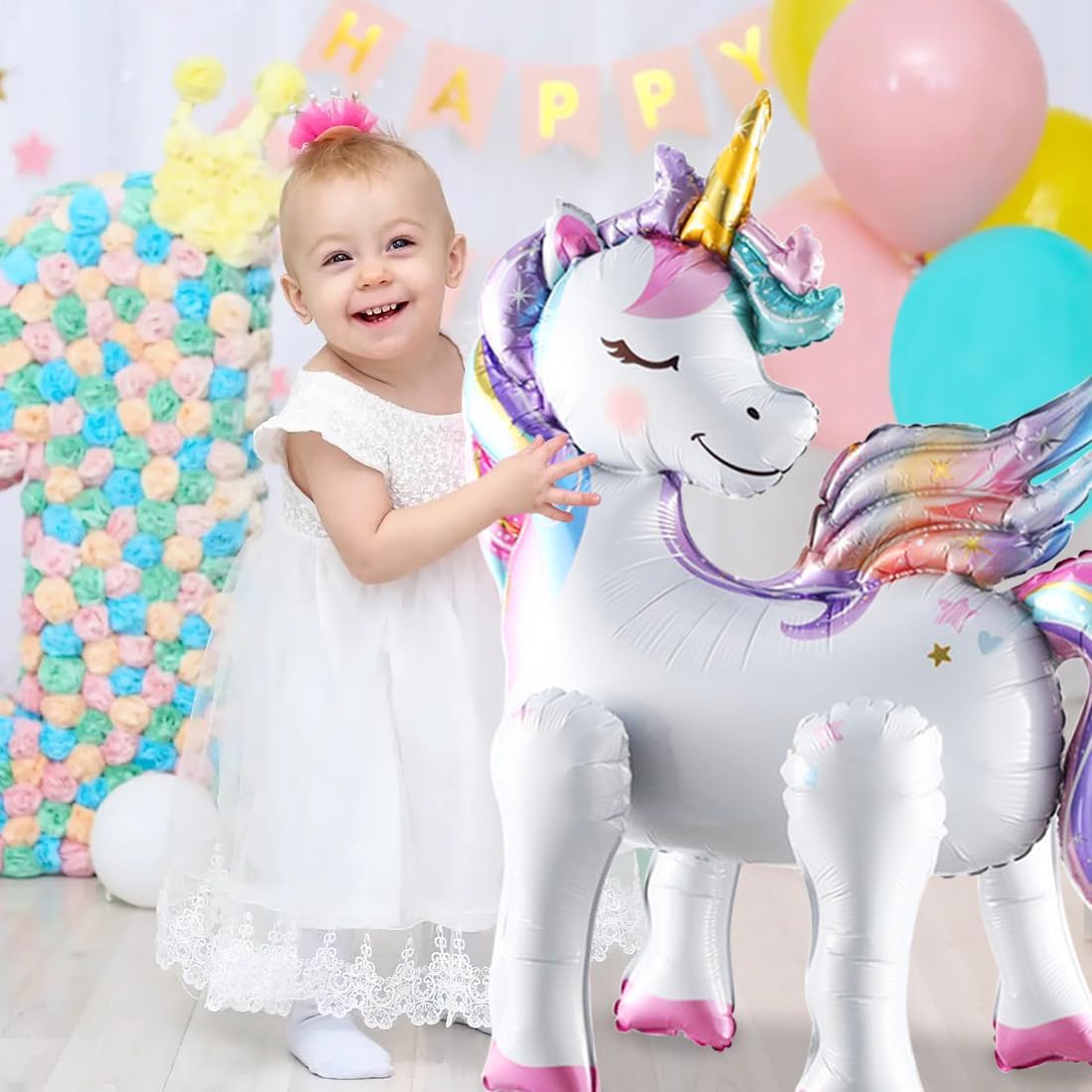 Unicorn Foil Balloon, 3D Unicorn Foil Balloon, Standing Unicorn Balloons, Unicorn Balloons with Legs, XXL Unicorn Helium Balloon, Unicorn Decoration for Children Birthday Party Girls