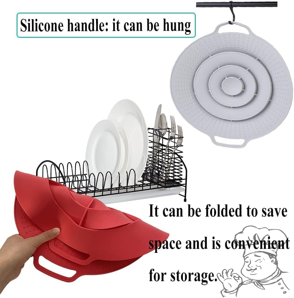 Miniatura 6 de QTECLOR Tapa de tapón para ollas y sartenes, cubierta de silicona gruesa para hervir sobre derrames, cubierta de tapa de tapón de grado alimenticio