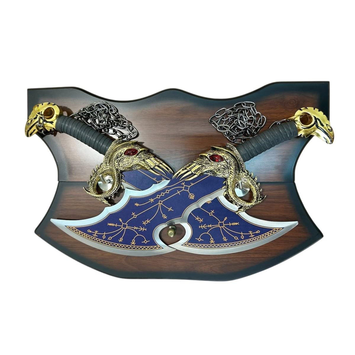 generico Lame del Caos Kratos Fantasy Ornamentali con Catene, Lame Decorative Non Affilate in Metallo, Replica Scenografica per Esposizione e Cosplay