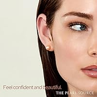 Vista 6 de THE PEARL SOURCE 14K Gold AAAA Quality Round Peach Freshwater Cultured Pearl Stud Earrings for Women Amarillo Oro