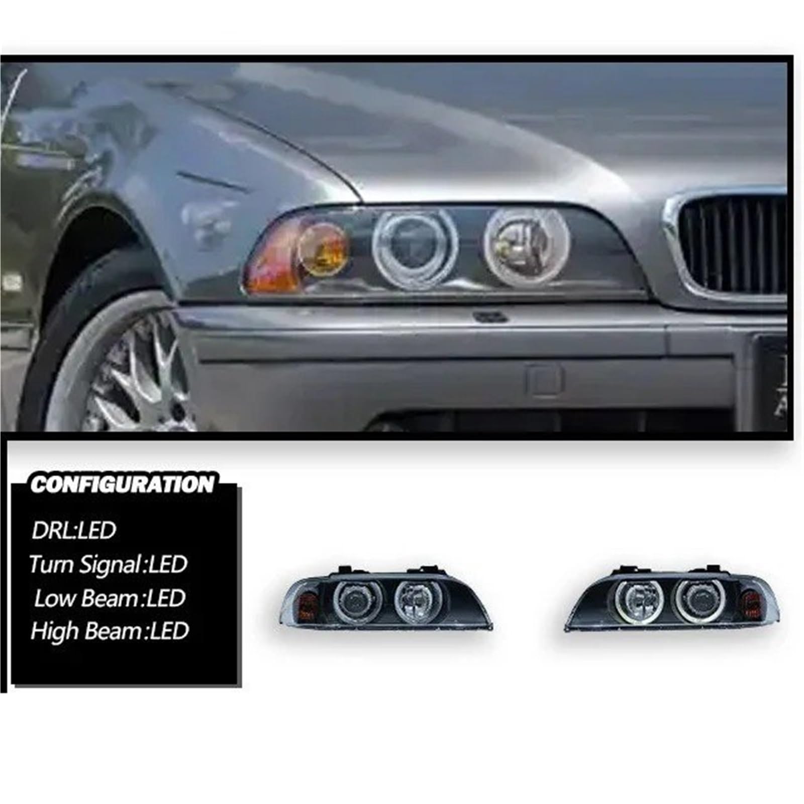 Faro Principal Para BMW Serie 5 E39 1997-2003 Faros Delanteros Para Coche Proyector LED Faro Delantero Luz Circulación Diurna Accesorios Automotrices Faro Delantero