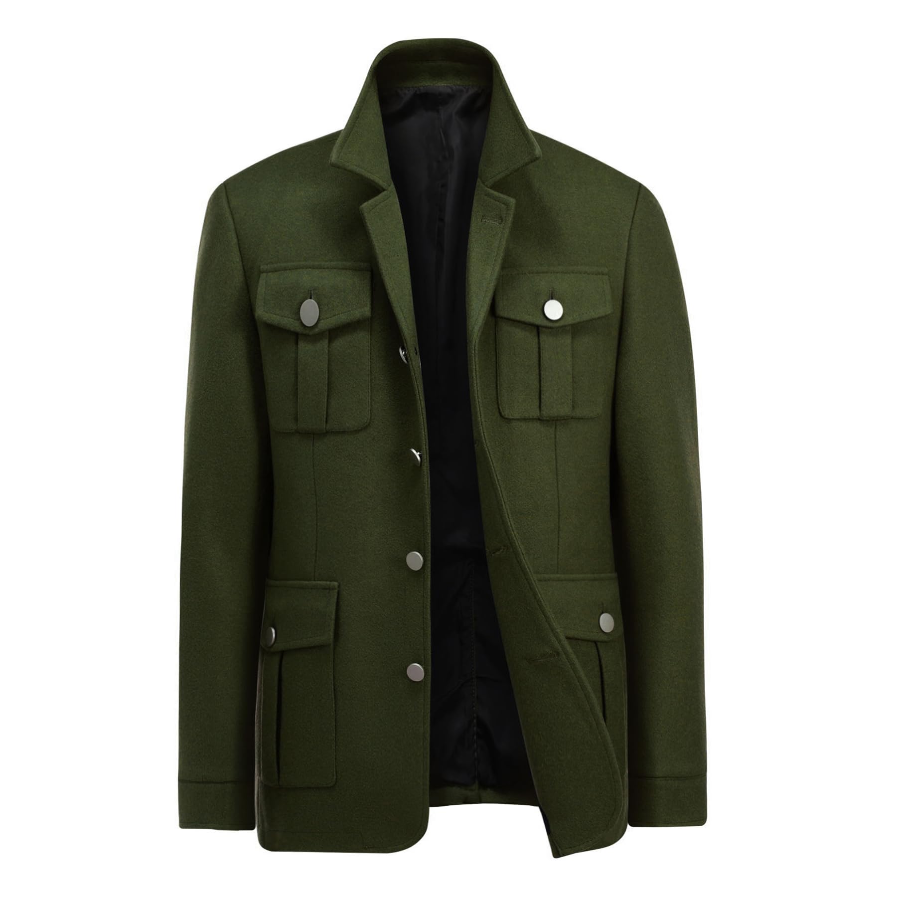 Allthemen Cappotto Uomo in Lana Corto Casual Parka Giacca Invernale Caldo Trench Sciolto con Risvolto