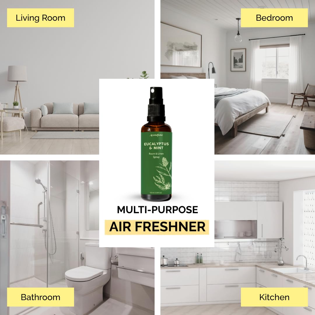 Eucalyptus & Mint Air Freshener Spray for Room & Linen 100ml by Aromafume 3